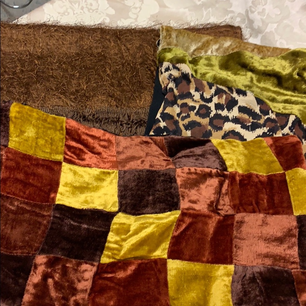 SOLD 3 Scarves Fall Colors Velvets and Fluffy Fun
